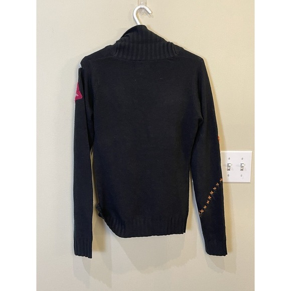 Buffalo By David Button Black Sweater Embroidered‎ Flowers Size Small - Picture 2 of 7